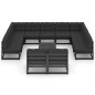 12-tlg. Garten-Lounge-Set mit Kissen Schwarz Kiefer Massivholz 12-tlg. Garten-Lounge-Set mit Kissen Schwarz Kiefer Massivholz