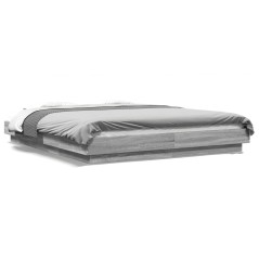 vidaXL Bettgestell mit LED Grau Sonoma 150x200 cm Holzwerkstoff