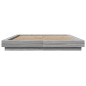vidaXL Bettgestell mit LED Grau Sonoma 150x200 cm Holzwerkstoff vidaXL Bettgestell mit LED Grau Sonoma 150x200 cm Holzwerkstoff