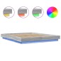 vidaXL Bettgestell mit LED Grau Sonoma 150x200 cm Holzwerkstoff vidaXL Bettgestell mit LED Grau Sonoma 150x200 cm Holzwerkstoff