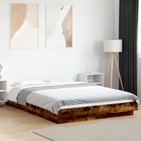 vidaXL Bettgestell Räuchereiche 140x200 cm Holzwerkstoff