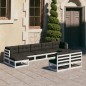9-tlg. Garten-Lounge-Set mit Kissen Weiß Kiefer Massivholz 9-tlg. Garten-Lounge-Set mit Kissen Weiß Kiefer Massivholz