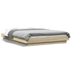 vidaXL Bettgestell mit LED Sonoma-Eiche 120x200 cm Holzwerkstoff