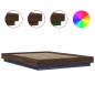 vidaXL Bettgestell mit LED Braun Eichen-Optik 140x190 cm Holzwerkstoff vidaXL Bettgestell mit LED Braun Eichen-Optik 140x190 cm Holzwerkstoff