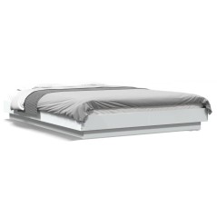 vidaXL Bettgestell mit LED Weiß 140x190 cm Holzwerkstoff