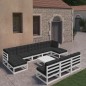 11-tlg. Garten-Lounge-Set mit Kissen Weiß Kiefer Massivholz 11-tlg. Garten-Lounge-Set mit Kissen Weiß Kiefer Massivholz