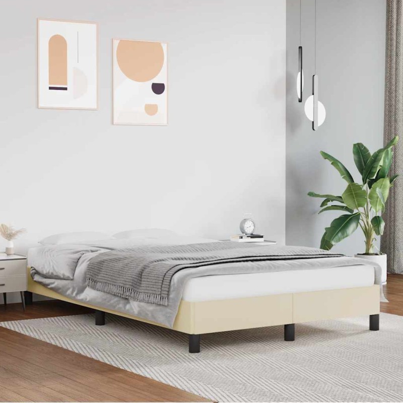 vidaXL Bettgestell ohne Matratze Creme 120x190 cm Kunstleder vidaXL Bettgestell ohne Matratze Creme 120x190 cm Kunstleder