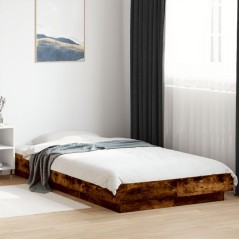 vidaXL Bettgestell mit LED Räuchereiche 90x190 cm Holzwerkstoff