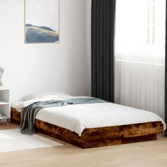 vidaXL Bettgestell mit LED Räuchereiche 75x190 cm Holzwerkstoff