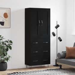 Highboard Schwarz 69,5x34x180 cm Holzwerkstoff