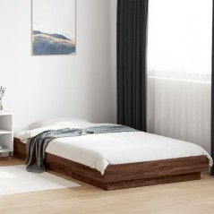 vidaXL Bettgestell mit LED Braun Eichen-Optik 90x190 cm Holzwerkstoff