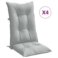 vidaXL Hochlehner-Auflagen 4 Stk. Melange Hellgrau 120x50x7 cm Stoff