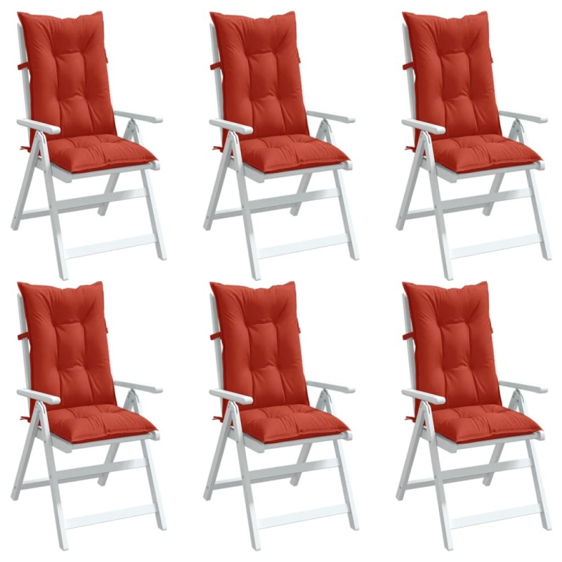 vidaXL Hochlehner-Auflagen 6 Stk. Melange Rot 120x50x7 cm Stoff vidaXL Hochlehner-Auflagen 6 Stk. Melange Rot 120x50x7 cm Stoff
