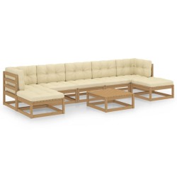 vidaXL 8-tlg Garten-Lounge-Set mit Kissen Honigbraun Massivholz Kiefer