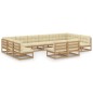 12-tlg. Garten-Lounge-Set Kissen Honigbraun Kiefer Massivholz 12-tlg. Garten-Lounge-Set Kissen Honigbraun Kiefer Massivholz
