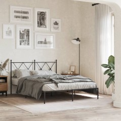 vidaXL Bettgestell mit Kopfteil Metall Schwarz 140x190 cm