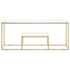 vidaXL Couchtisch Golden Edelstahl und Hartglas