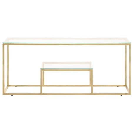 vidaXL Couchtisch Golden Edelstahl und Hartglas