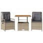 vidaXL 3-tlg. Garten-Essgruppe mit Kissen Beige Poly Rattan vidaXL 3-tlg. Garten-Essgruppe mit Kissen Beige Poly Rattan