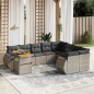vidaXL 10-tlg. Garten-Sofagarnitur mit Kissen Grau Poly Rattan vidaXL 10-tlg. Garten-Sofagarnitur mit Kissen Grau Poly Rattan