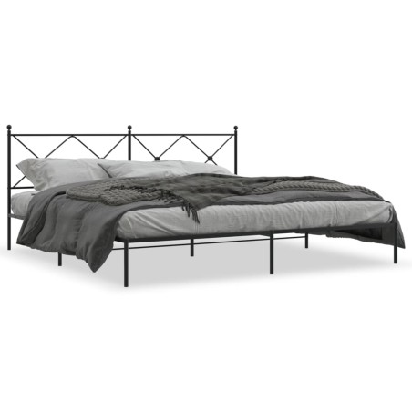 vidaXL Bettgestell mit Kopfteil Metall Schwarz 200x200 cm