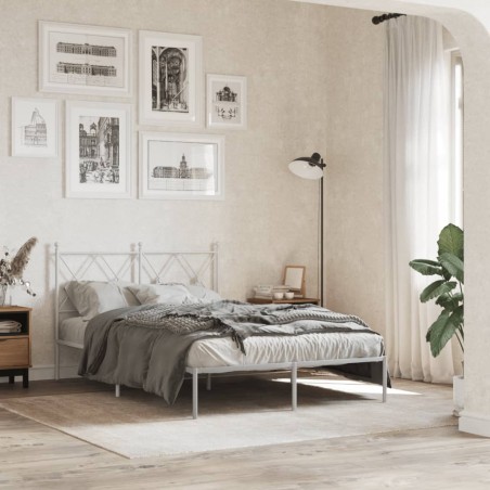 vidaXL Bettgestell mit Kopfteil Metall Weiß 120x200 cm