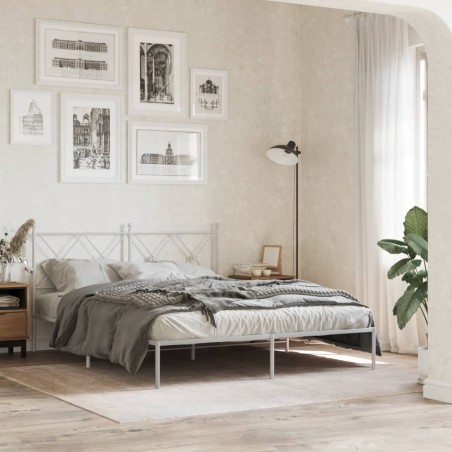 vidaXL Bettgestell mit Kopfteil Metall Weiß 160x200 cm