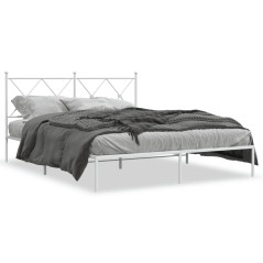 vidaXL Bettgestell mit Kopfteil Metall Weiß 160x200 cm