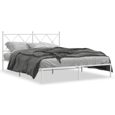 vidaXL Bettgestell mit Kopfteil Metall Weiß 160x200 cm