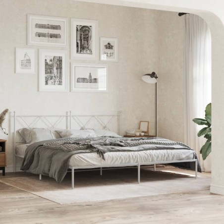 vidaXL Bettgestell mit Kopfteil Metall Weiß 183x213 cm