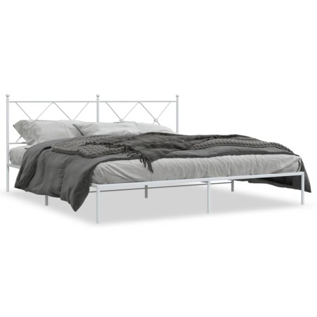 vidaXL Bettgestell mit Kopfteil Metall Weiß 183x213 cm