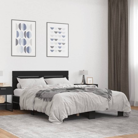 vidaXL Bettgestell Schwarz 135x190 cm Holzwerkstoff und Metall