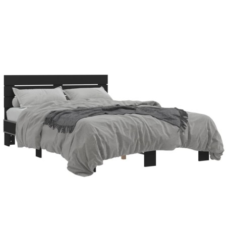 vidaXL Bettgestell Schwarz 135x190 cm Holzwerkstoff und Metall