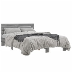 vidaXL Bettgestell Grau Sonoma 120x190 cm Holzwerkstoff und Metall