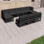 vidaXL 8-tlg. Garten-Lounge-Set mit Kissen Schwarz Massivholz Kiefer vidaXL 8-tlg. Garten-Lounge-Set mit Kissen Schwarz Massivholz Kiefer