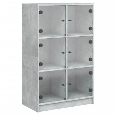 vidaXL Highboard mit Türen Betongrau 68x37x109 cm Holzwerkstoff