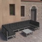 vidaXL 8-tlg. Garten-Lounge-Set mit Kissen Grau Massivholz Kiefer vidaXL 8-tlg. Garten-Lounge-Set mit Kissen Grau Massivholz Kiefer