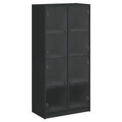 vidaXL Highboard mit Türen Schwarz 68x37x142 cm Holzwerkstoff