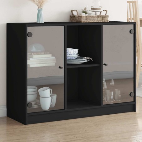 vidaXL Sideboard Schwarz 102x37x75,5 cm Holzwerkstoff
