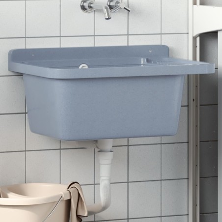 vidaXL Ausgussbecken Wandmontage Grau 60x40x28 cm Harz