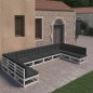 10-tlg. Garten-Lounge-Set mit Kissen Weiß Kiefer Massivholz 10-tlg. Garten-Lounge-Set mit Kissen Weiß Kiefer Massivholz