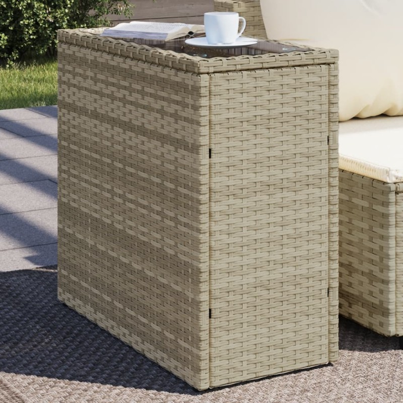 vidaXL Garten-Beistelltisch mit Glasplatte 58x27,5x55 cm Poly Rattan vidaXL Garten-Beistelltisch mit Glasplatte 58x27,5x55 cm Poly Rattan