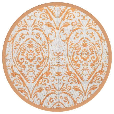 vidaXL Outdoor-Teppich Orange und Weiß Ø160 cm PP