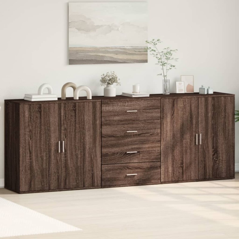 vidaXL Sideboards 3 Stk. Braun Eichen-Optik Holzwerkstoff vidaXL Sideboards 3 Stk. Braun Eichen-Optik Holzwerkstoff