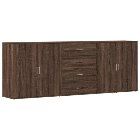 vidaXL Sideboards 3 Stk. Braun Eichen-Optik Holzwerkstoff