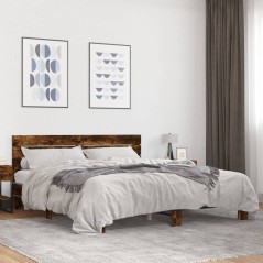 vidaXL Bettgestell Räuchereiche 180x200 cm Holzwerkstoff und Metall