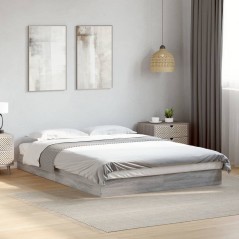 vidaXL Bettgestell Grau Sonoma 135x190 cm Holzwerkstoff