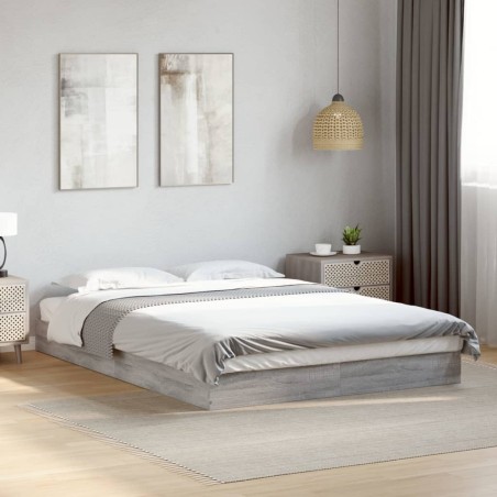 vidaXL Bettgestell Grau Sonoma 135x190 cm Holzwerkstoff