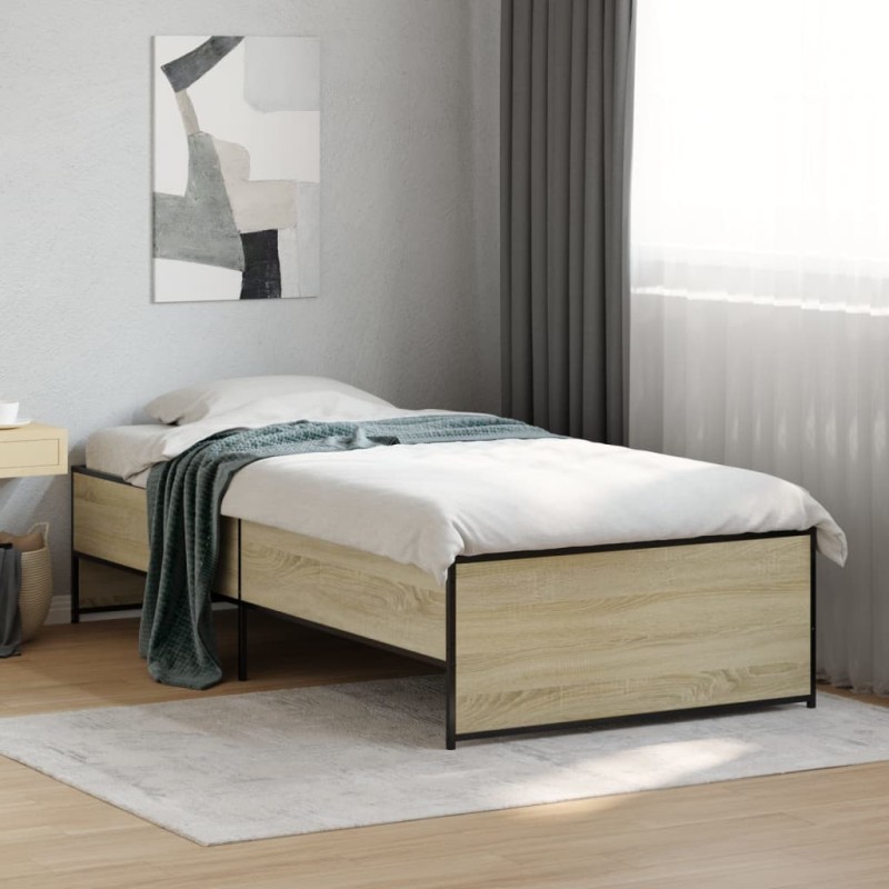 vidaXL Bettgestell Sonoma-Eiche 90x200 cm Holzwerkstoff und Metall vidaXL Bettgestell Sonoma-Eiche 90x200 cm Holzwerkstoff und Metall