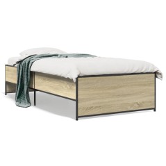 vidaXL Bettgestell Sonoma-Eiche 90x200 cm Holzwerkstoff und Metall